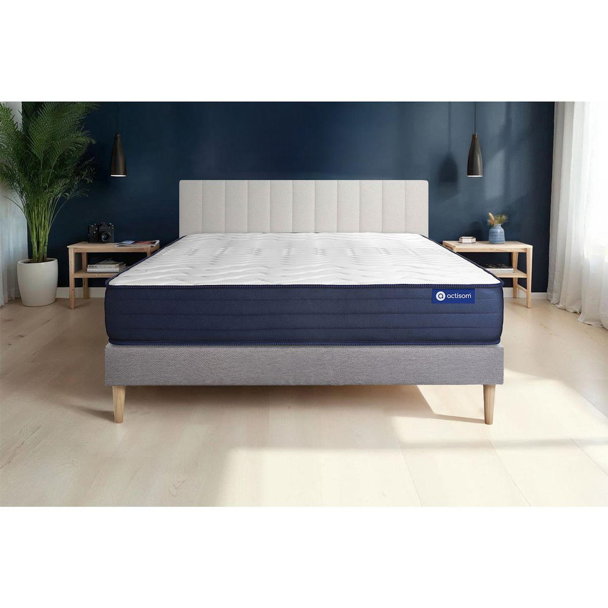 ACTISOM Ensemble matelas ACTIMEMO LIFE 80x200 Mémoire de forme 5zones de confort + sommier KIT gris