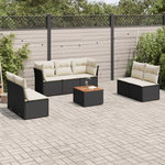 VIDAXL Salon de jardin 8 pcs avec coussins noir resine tressee