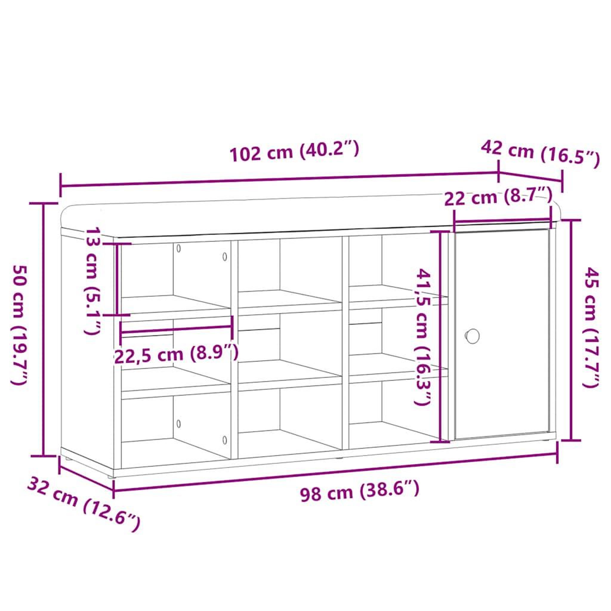 Voir la diapositive 6 : VIDAXL Banc a chaussures chene artisanal 102x32x50cm bois d'ingenierie