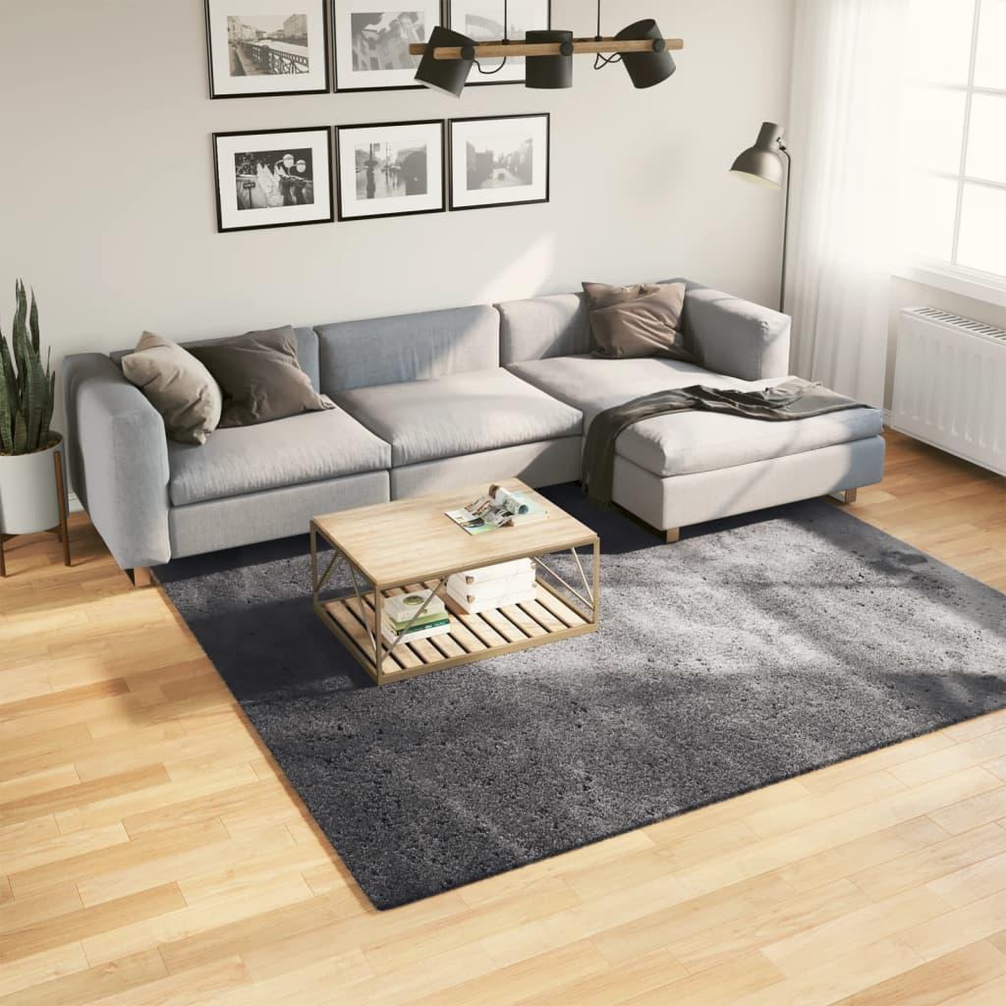 VIDAXL Tapis HUARTE a poils courts doux lavable anthracite 240x240 cm