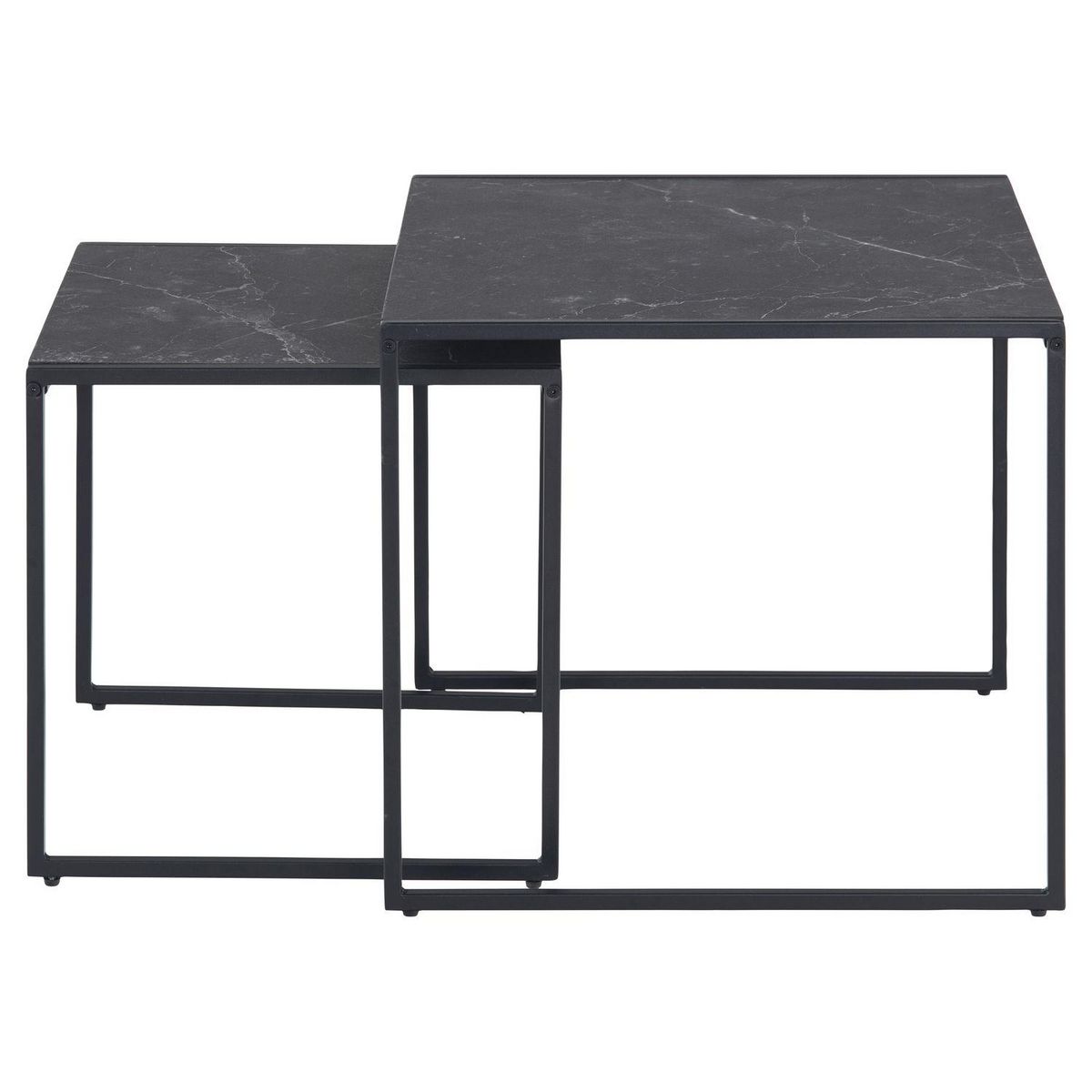 TOILINUX Lot de 2 Tables d'appoint carré encastrables en mélaminé et métal - L.50 cm x H. 45 cm - Noir