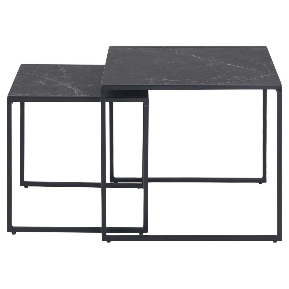 TOILINUX Lot de 2 Tables d'appoint carré encastrables en mélaminé et métal - L.50 cm x H. 45 cm - Noir