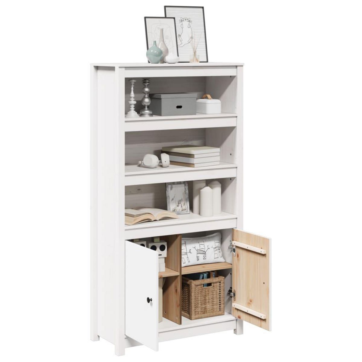 VIDAXL Buffet haut Blanc 80x35x154 cm Bois massif de pin