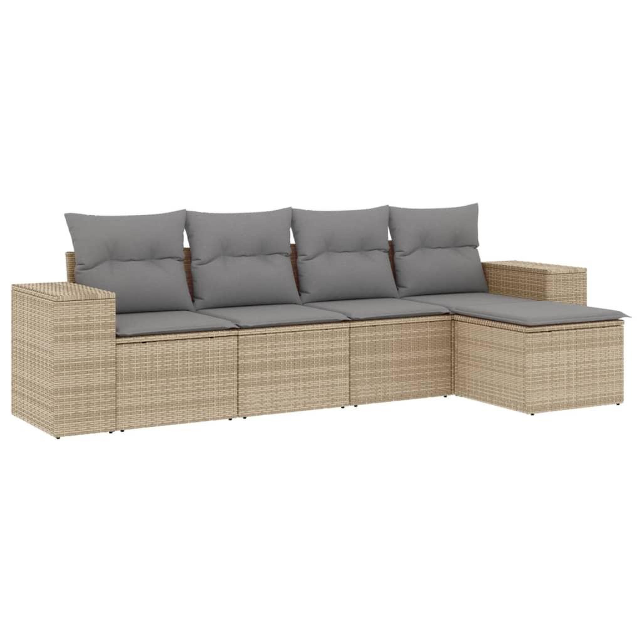 Voir la diapositive 2 : VIDAXL Salon de jardin avec coussins 5 pcs beige resine tressee