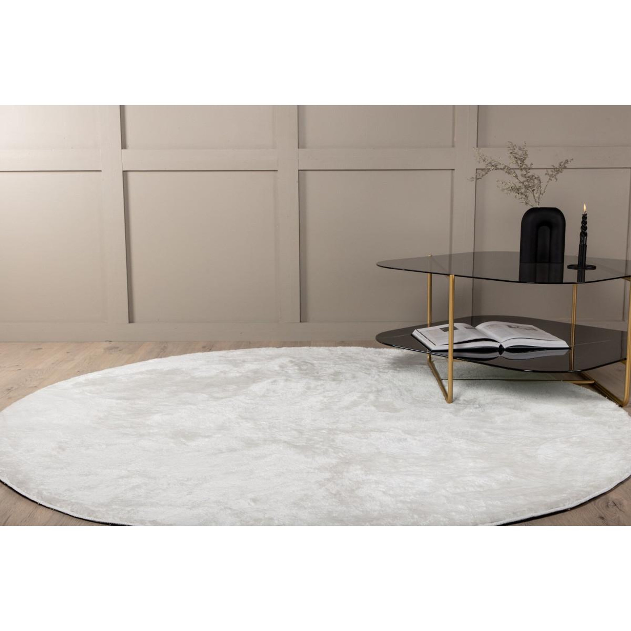 Voir la diapositive 4 : Paris Prix Tapis rond uni  blanca  200cm blanc