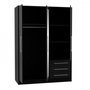Voir la diapositive 4 : MARKET24 Armoire 3 portes battantes avec miroir + 3 tiroirs - Bois aggloméré - Noir - L 144,6 x P 60 x H 200 cm - JUPITER