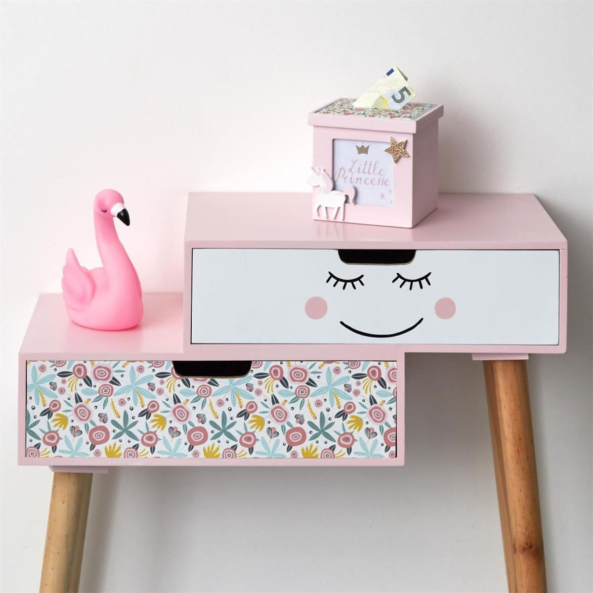 Paris Prix Tirelire Déco en Bois  Cube  11cm Rose