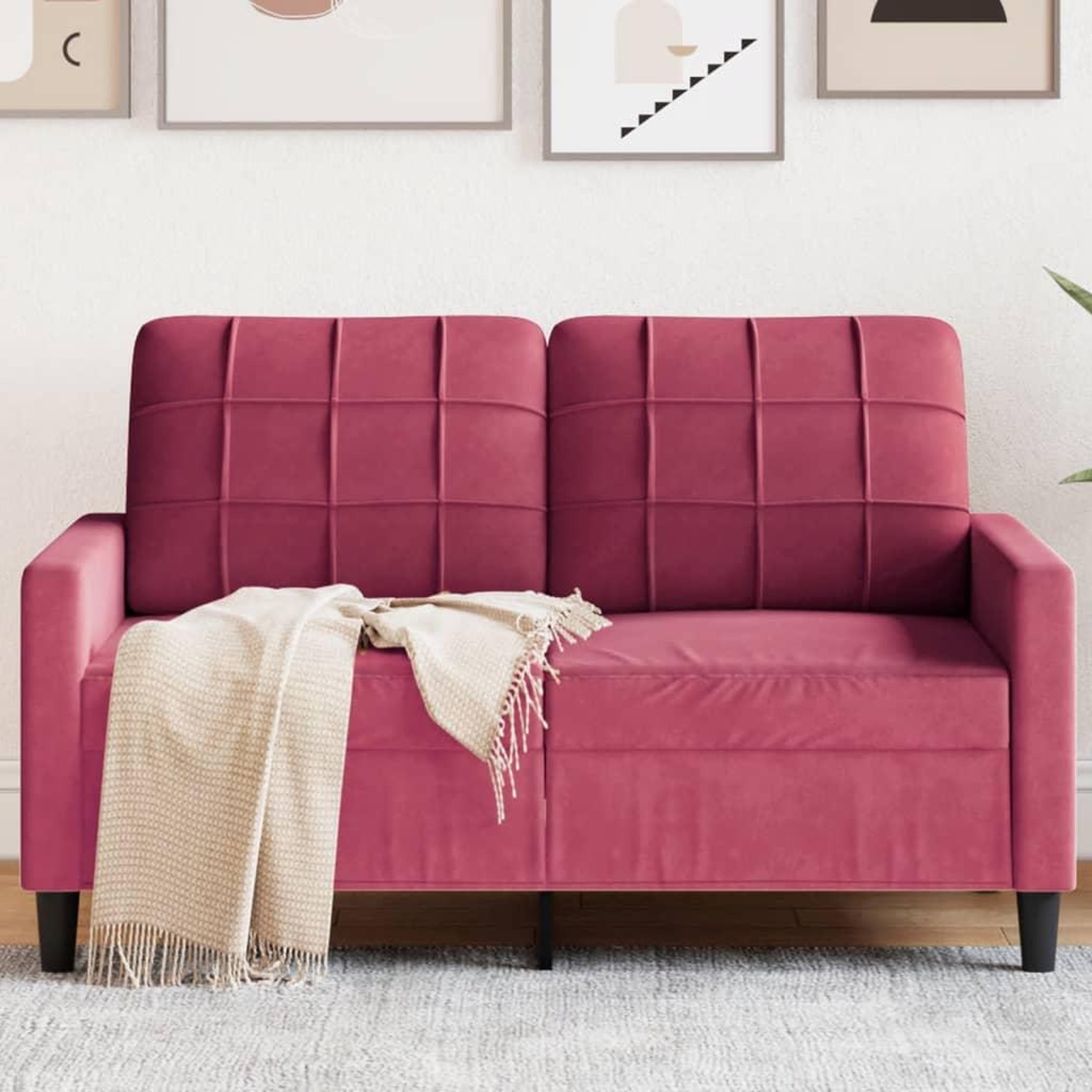VIDAXL Canape a 2 places Rouge bordeaux 120 cm Velours