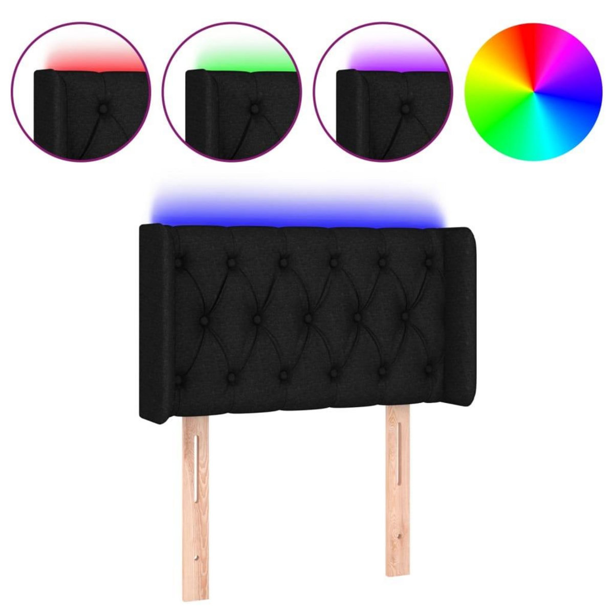 VIDAXL Tete de lit a LED Noir 83x16x78/88 cm Tissu