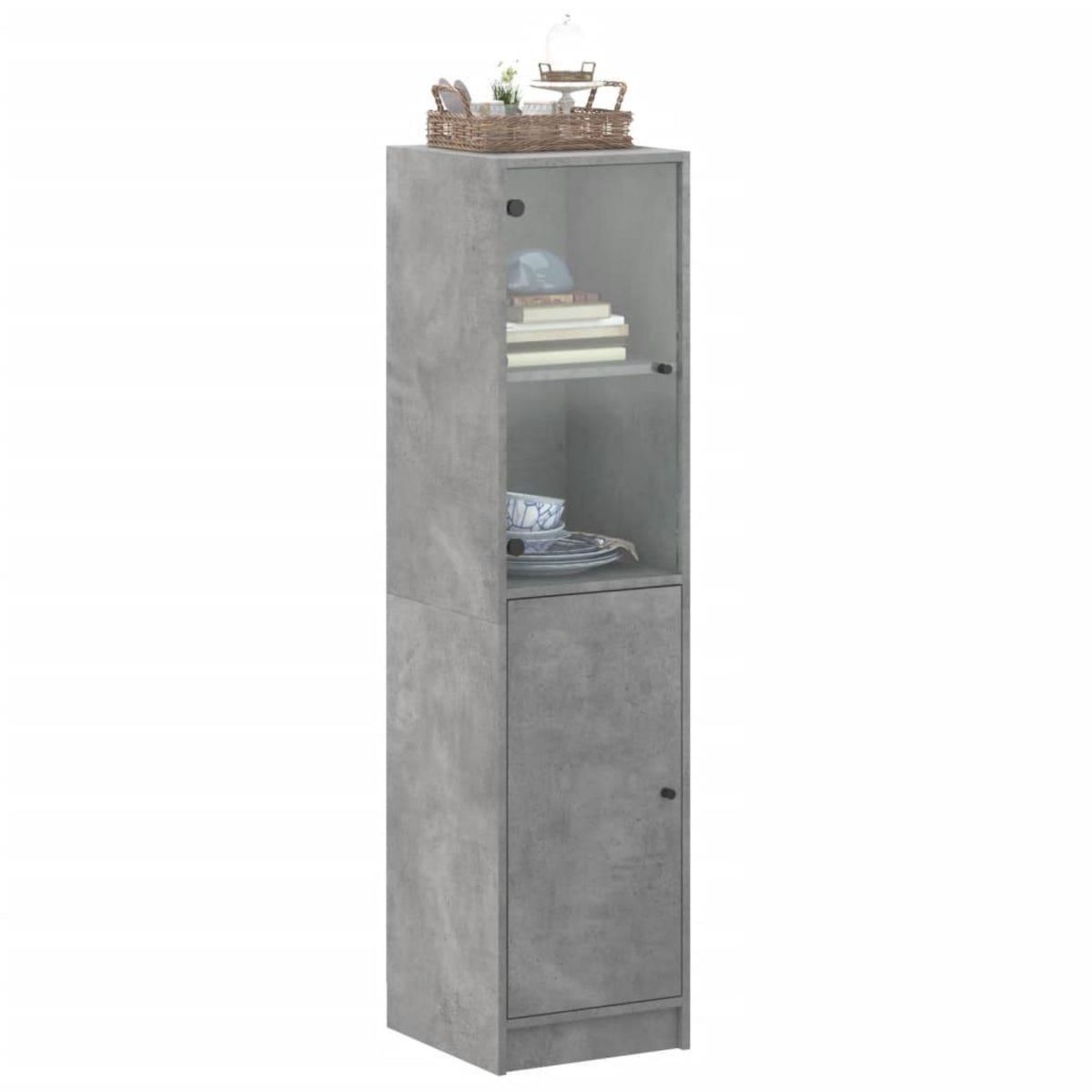 VIDAXL Buffet avec porte en verre gris beton 35x37x142 cm