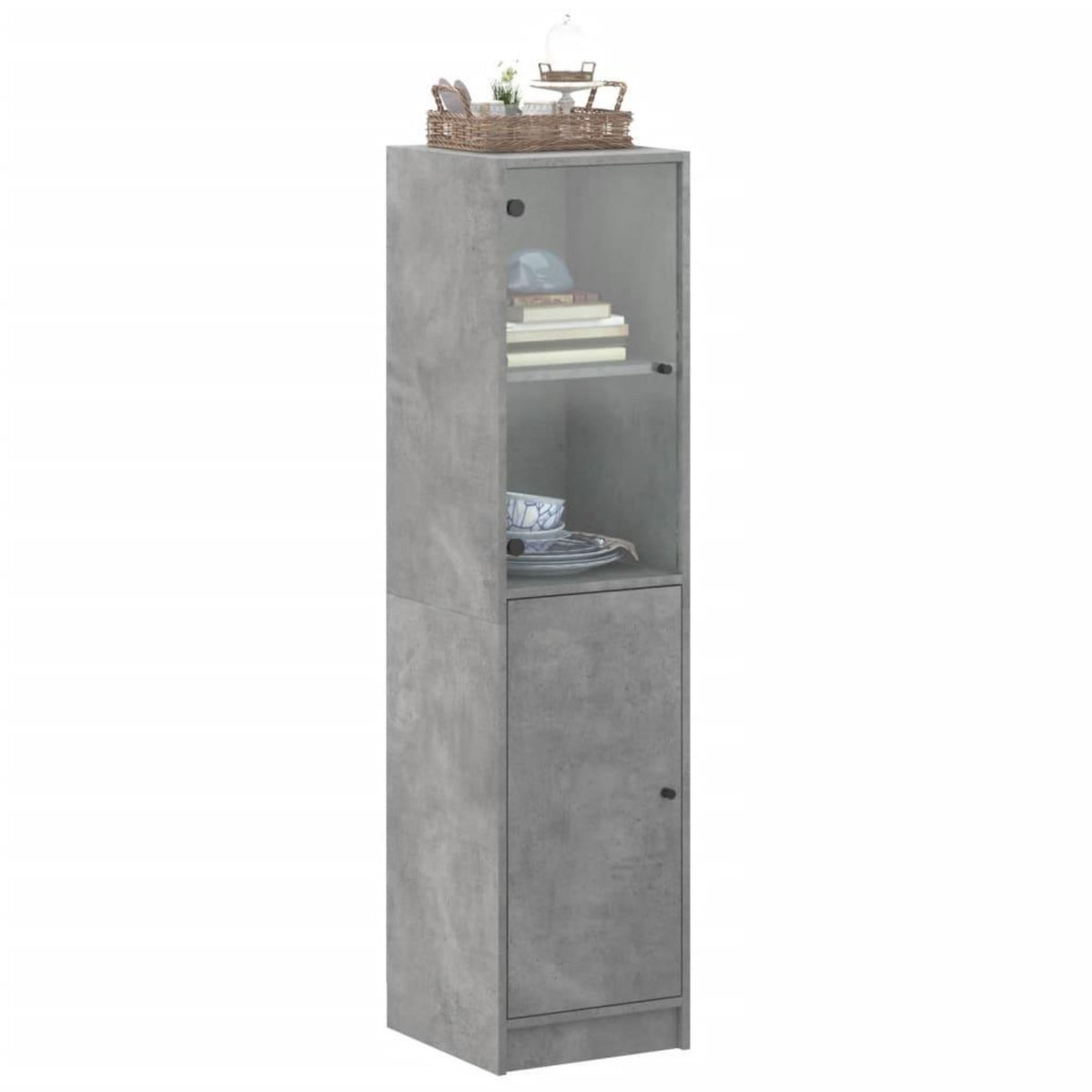VIDAXL Buffet avec porte en verre gris beton 35x37x142 cm