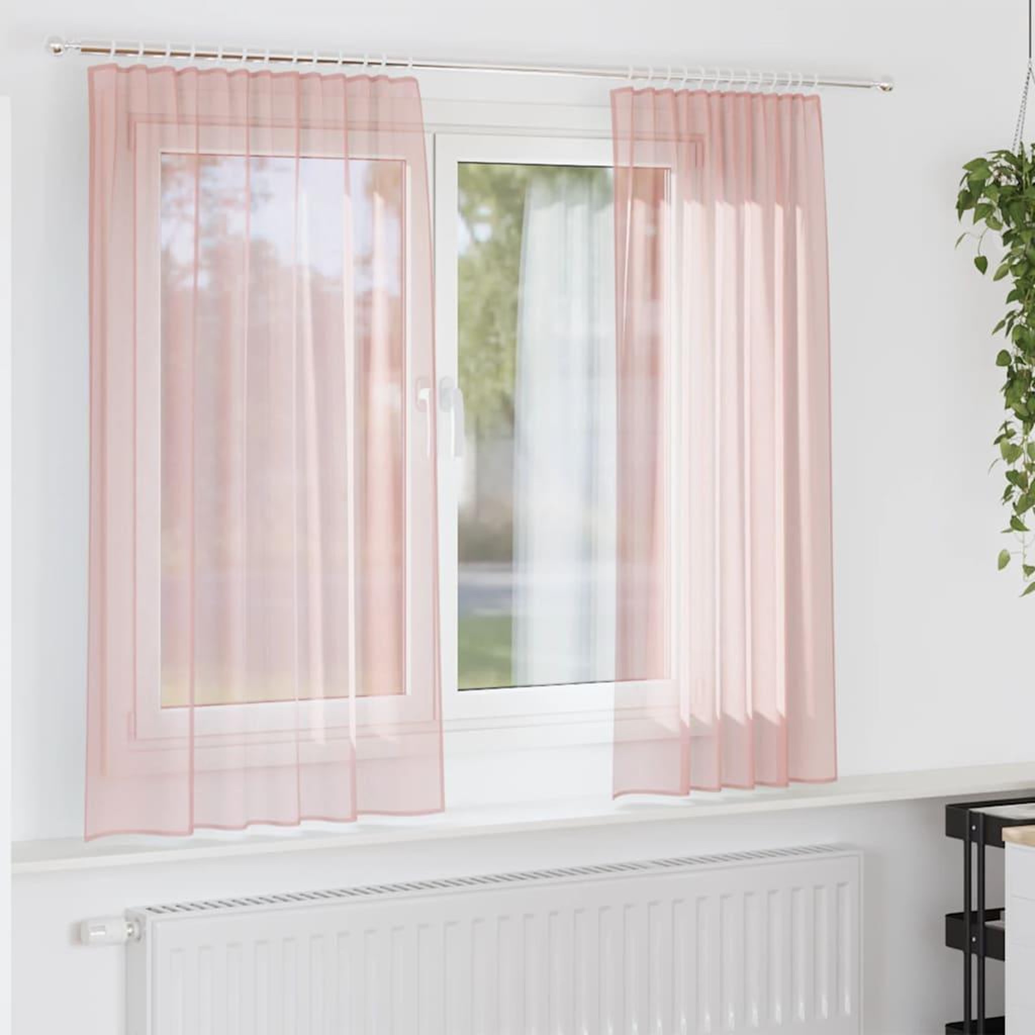 VIDAXL Rideaux en voile avec boucles 2 pcs rose 140x140 cm
