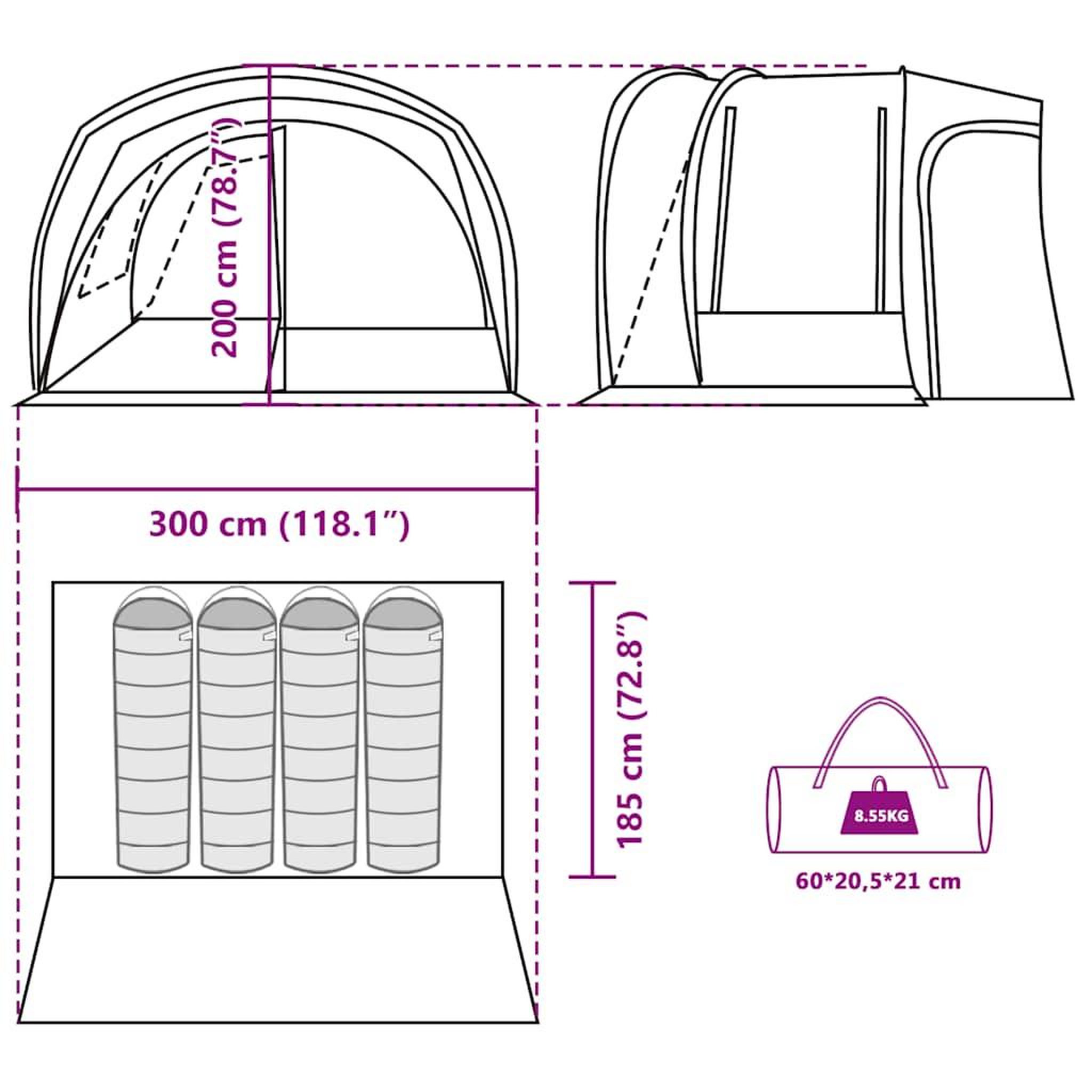 Voir la diapositive 6 : VIDAXL Tente de voiture 4 personnes vert impermeable