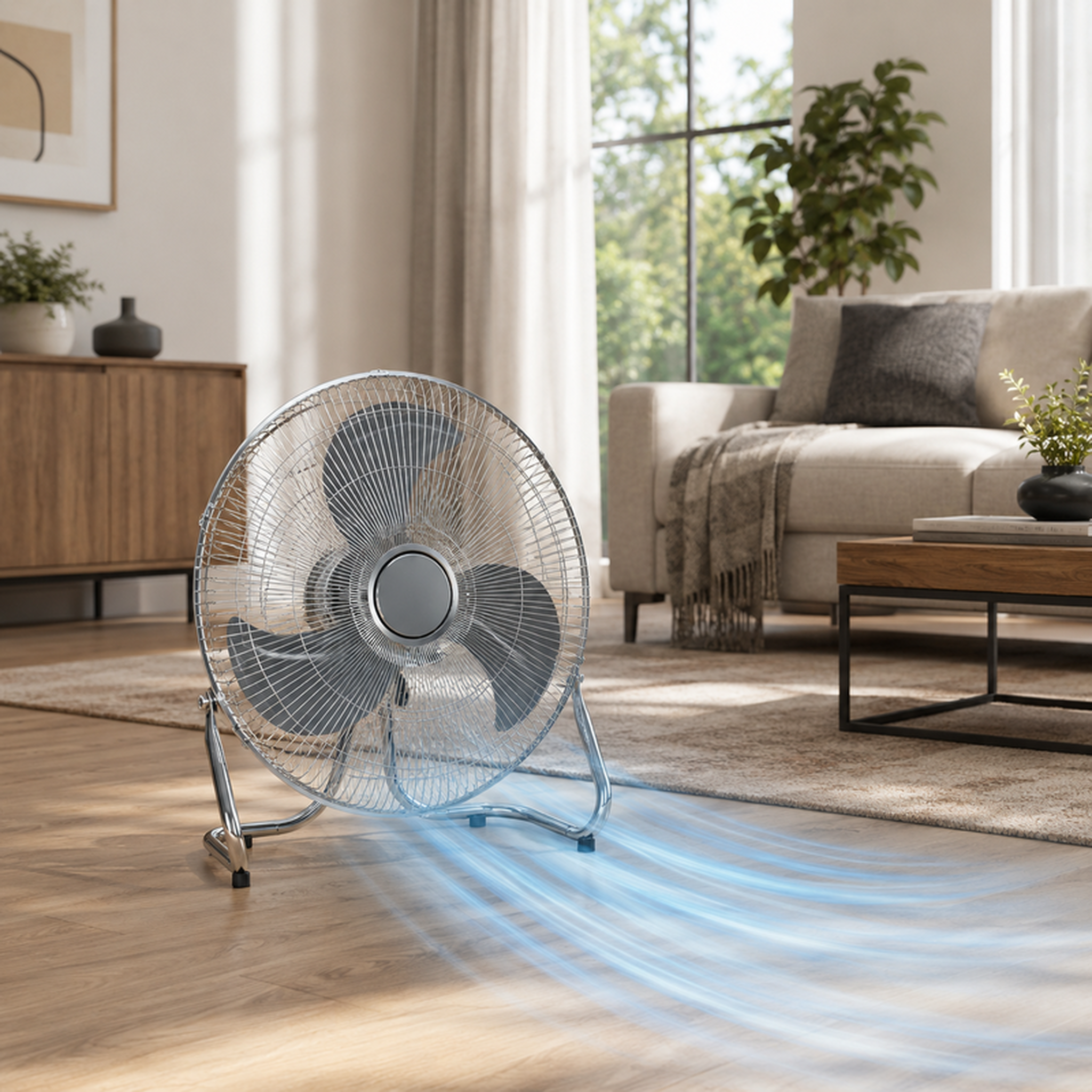 Voir la diapositive 4 : Ventilateur modulable 3-en-1 (pied, bureau, sol) 45 cm – métal 55w