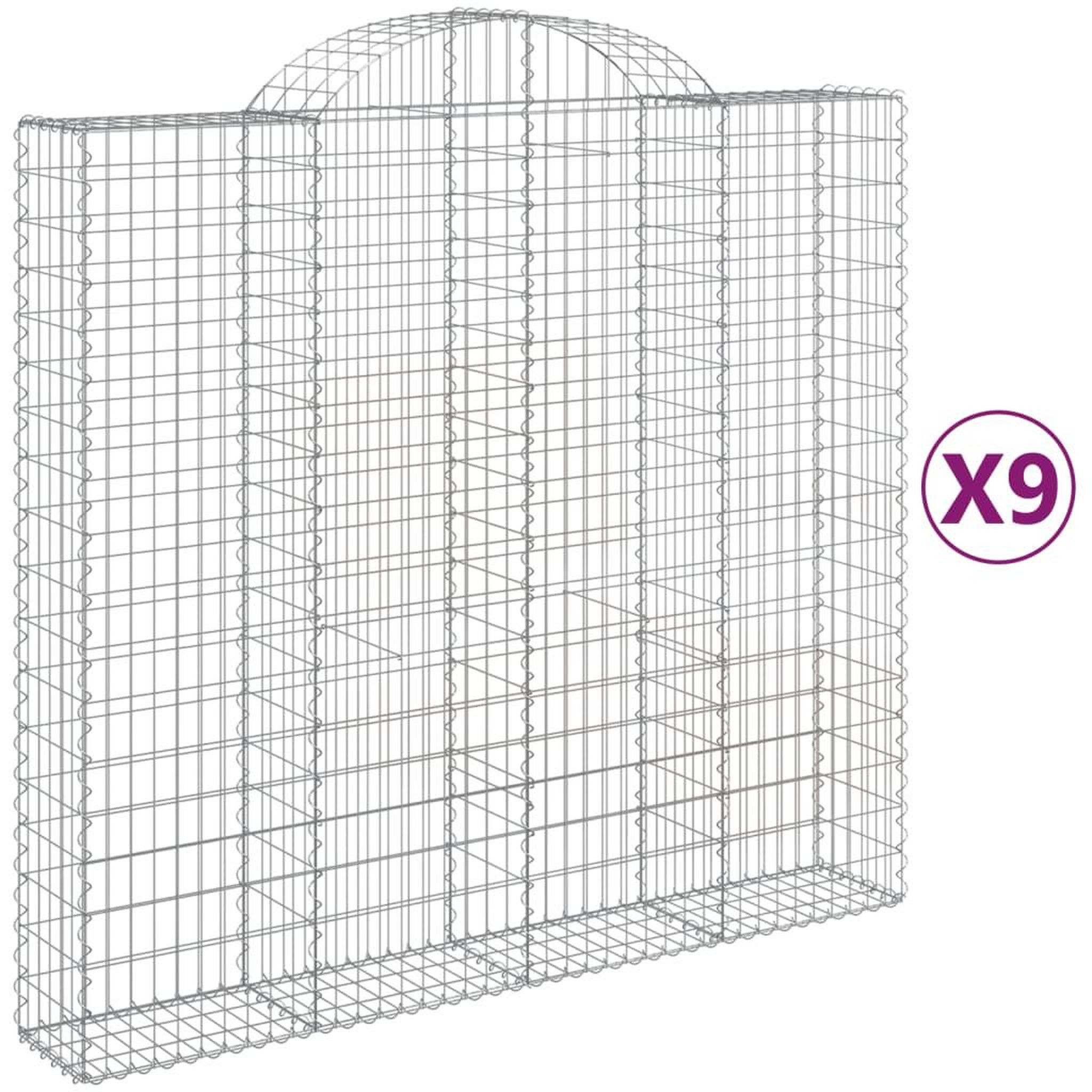 Voir la diapositive 2 : VIDAXL Paniers a gabions arques 9 pcs 200x50x180/200 cm Fer galvanise