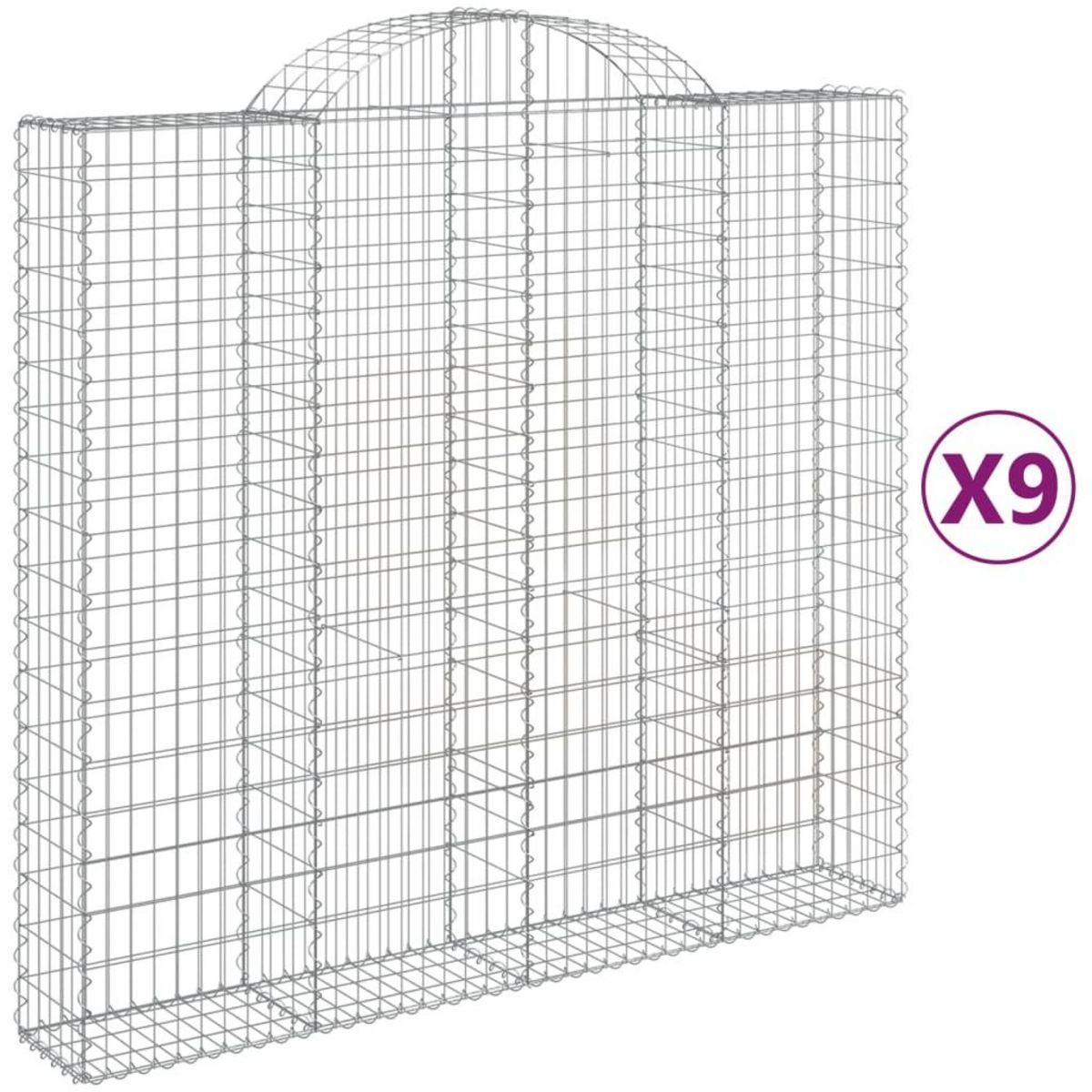 VIDAXL Paniers a gabions arques 9 pcs 200x50x180/200 cm Fer galvanise
