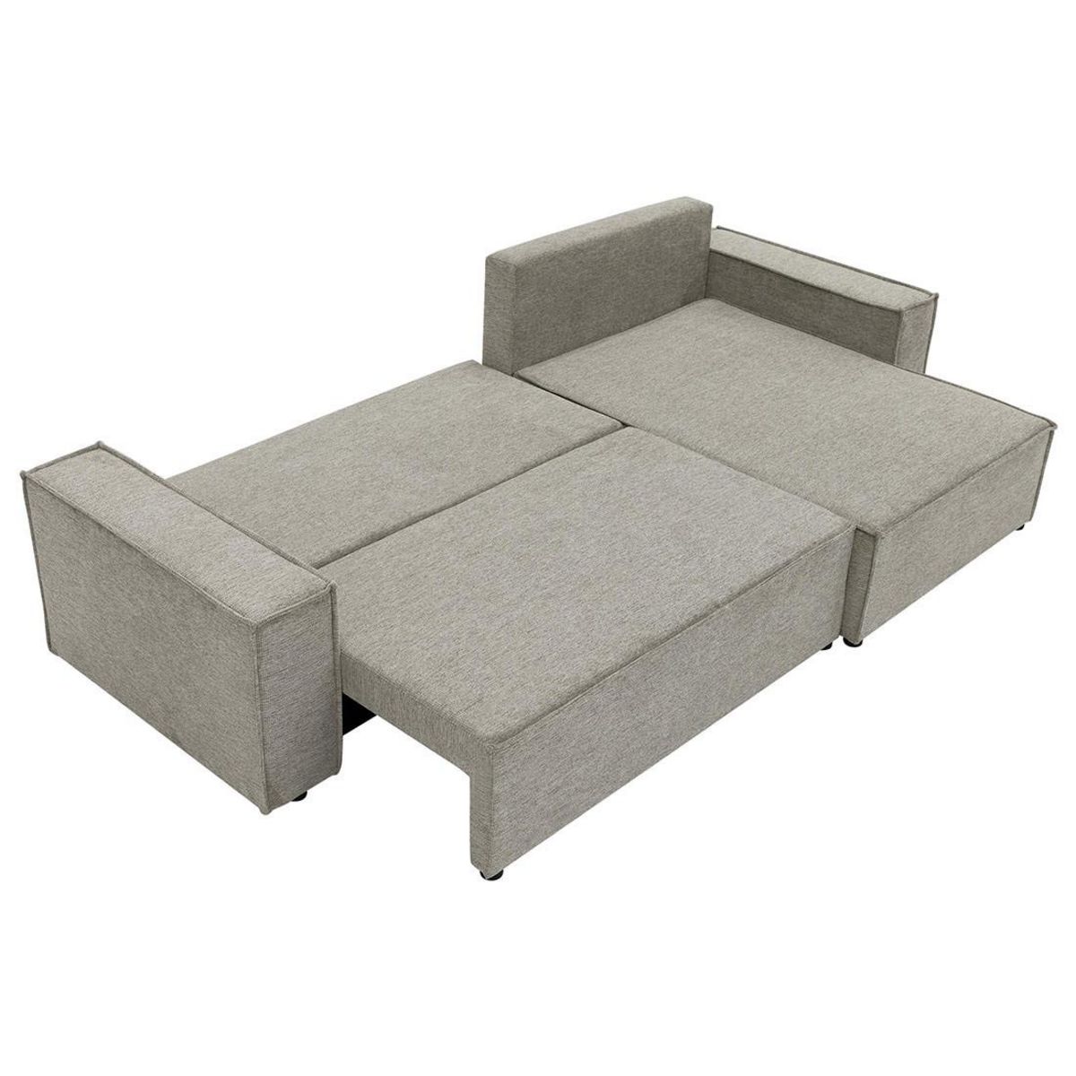 BEST MOBILIER Cezanne - canapé d'angle réversible 5 places convertible avec coffre en tissu texturé