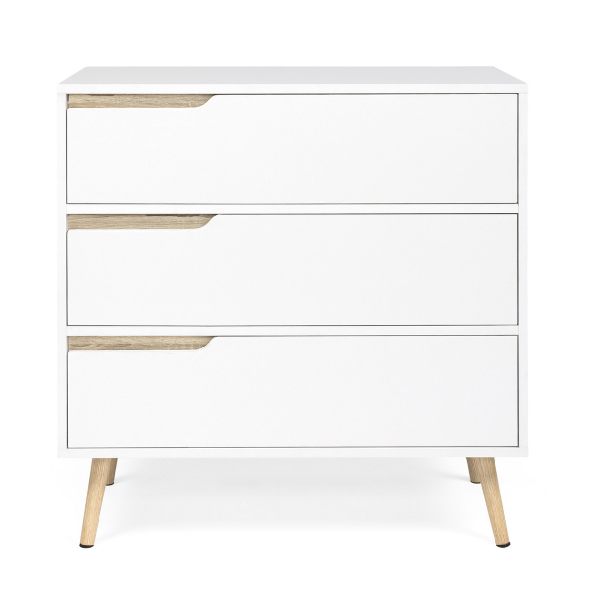 ID MARKET Commode 3 tiroirs HELSINKI 80 cm scandinave blanc