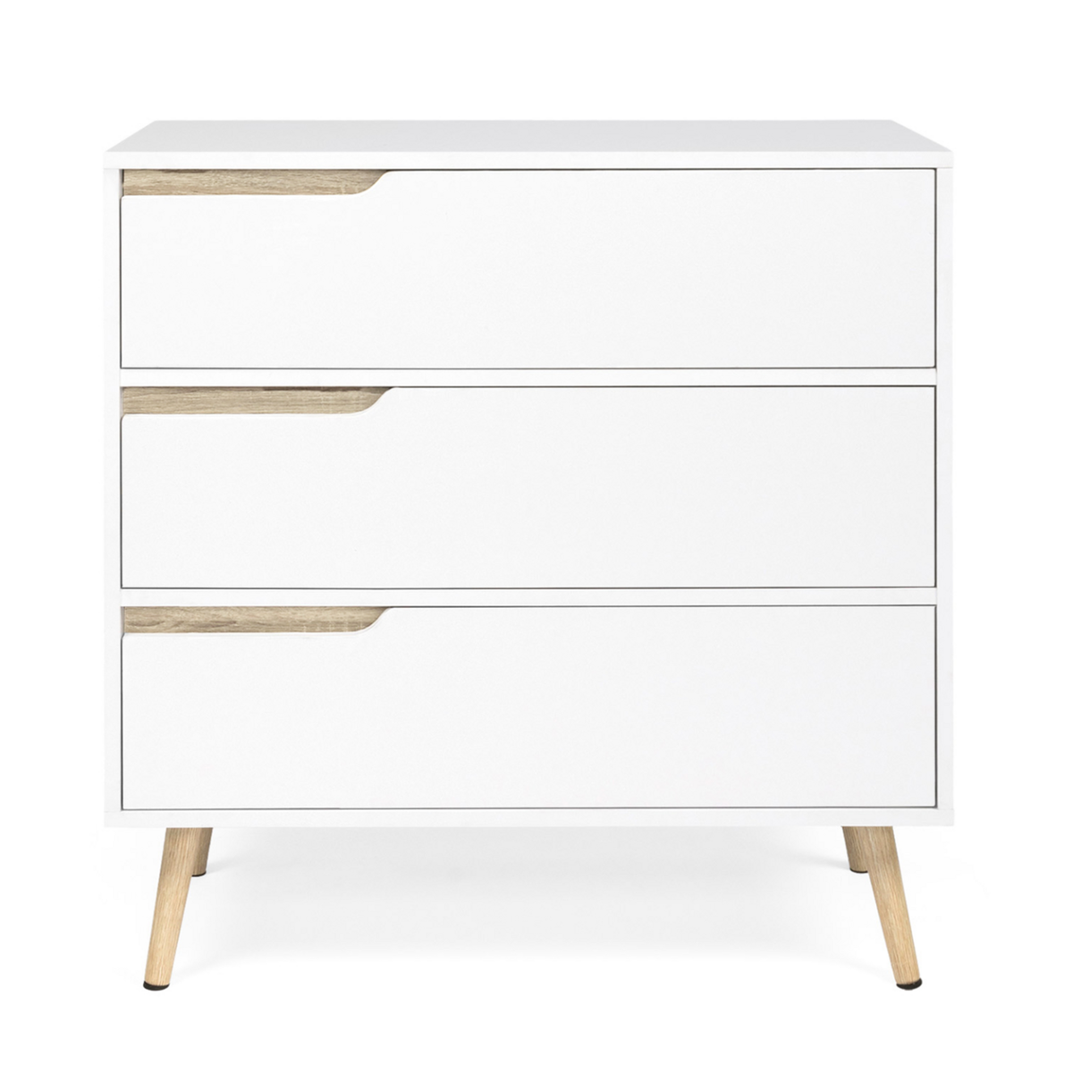 ID MARKET Commode 3 tiroirs HELSINKI 80 cm scandinave blanc