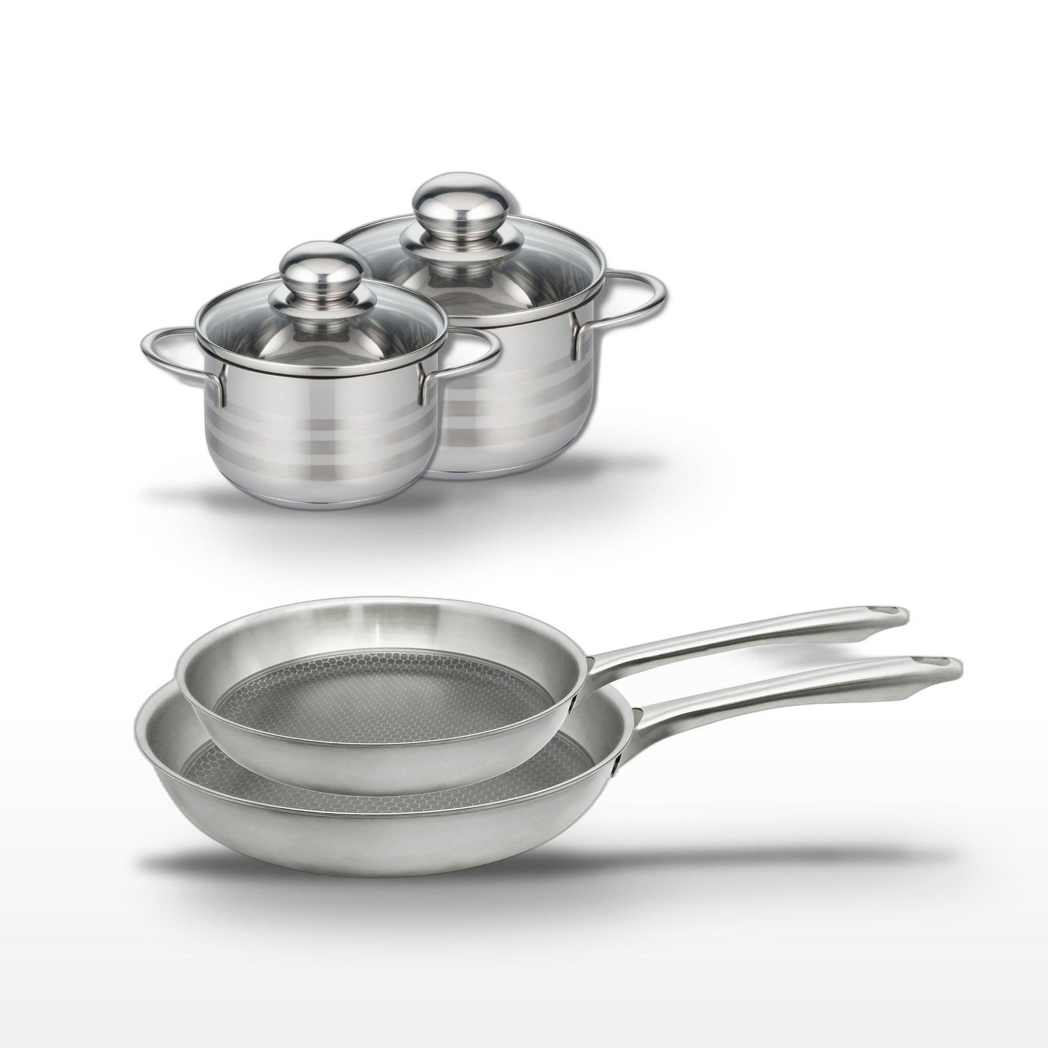 ELO Lot de 2 poêles 24/28 cm et 2 faitouts 14/16 cm elo relief passion