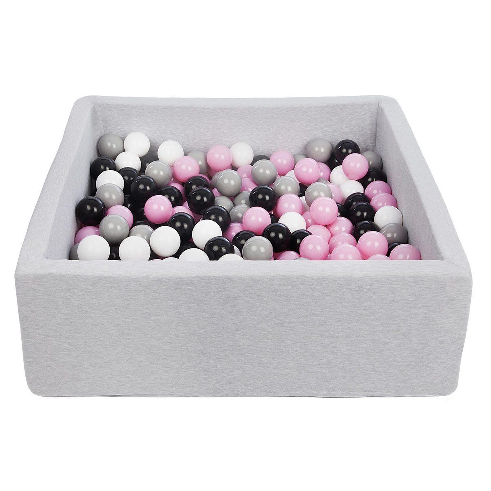 VELINDA Piscine à balles pour enfant, 90x90 cm, aire de jeu + 200 balles noir, blanc, rose clair,gris