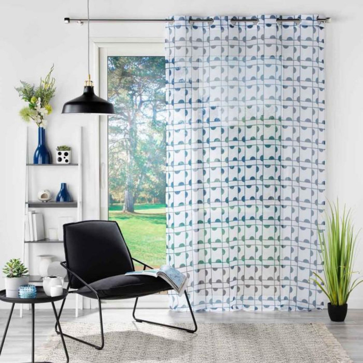 Paris Prix Rideau Voilage à Œillets  Gabi  140x240cm Bleu