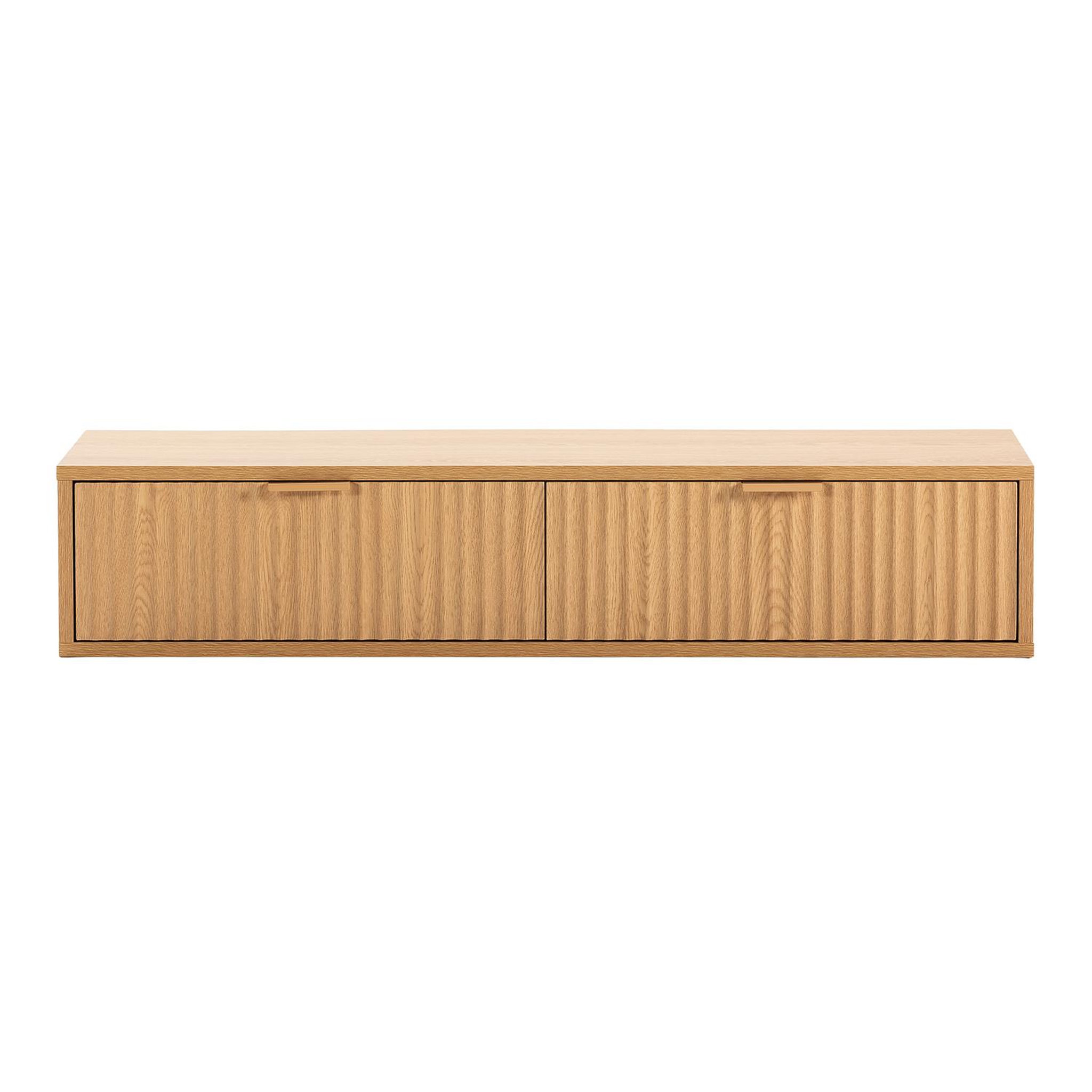 Voir la diapositive 4 : VS VENTA-STOCK Table console flottante Lluvia 2 tiroirs effet Chêne