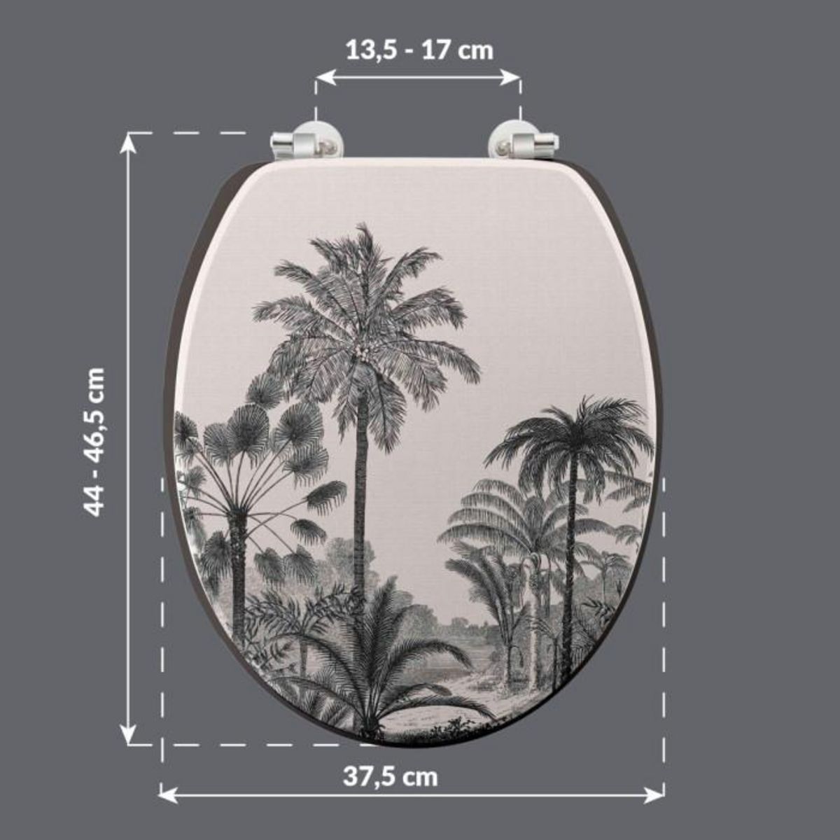 Paris Prix Abattant WC Imprimé Palmier  Cocoty  45cm Noir