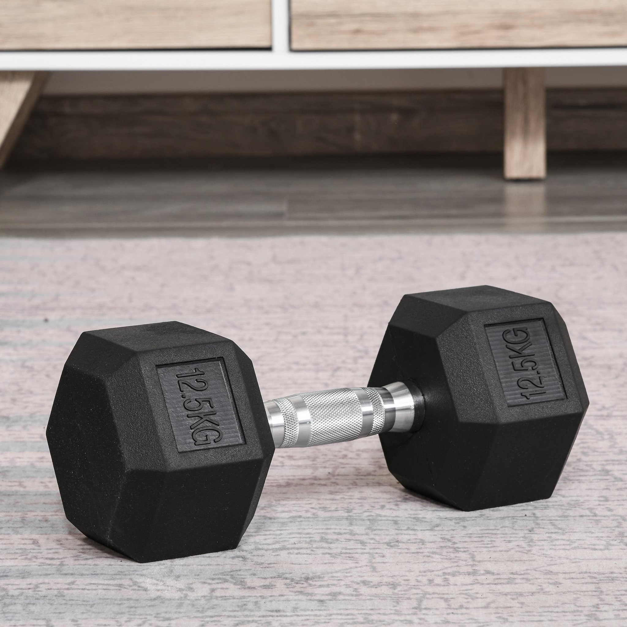 Voir la diapositive 2 : HOMCOM Haltère hexagonal 12,5 kg - hexagon dumbbell musculation fitness - fonte caoutchouté