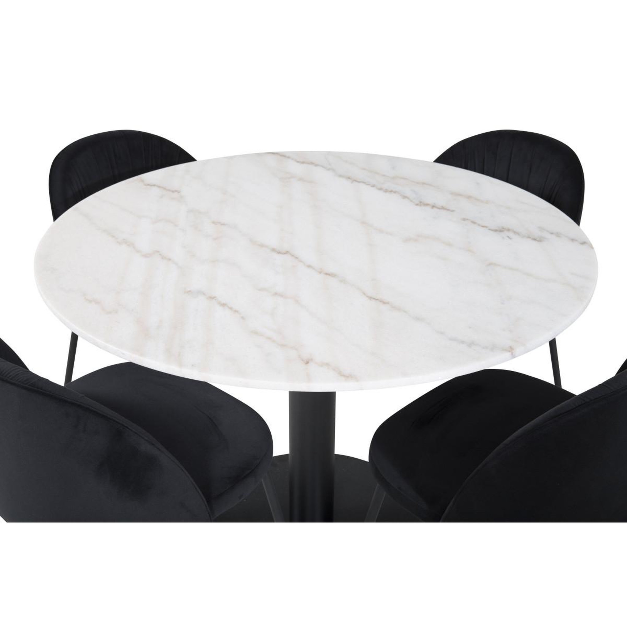 Voir la diapositive 3 : Paris Prix Ensemble table à manger & 4 chaises  estelle & wrinkles  106cm blanc & noir