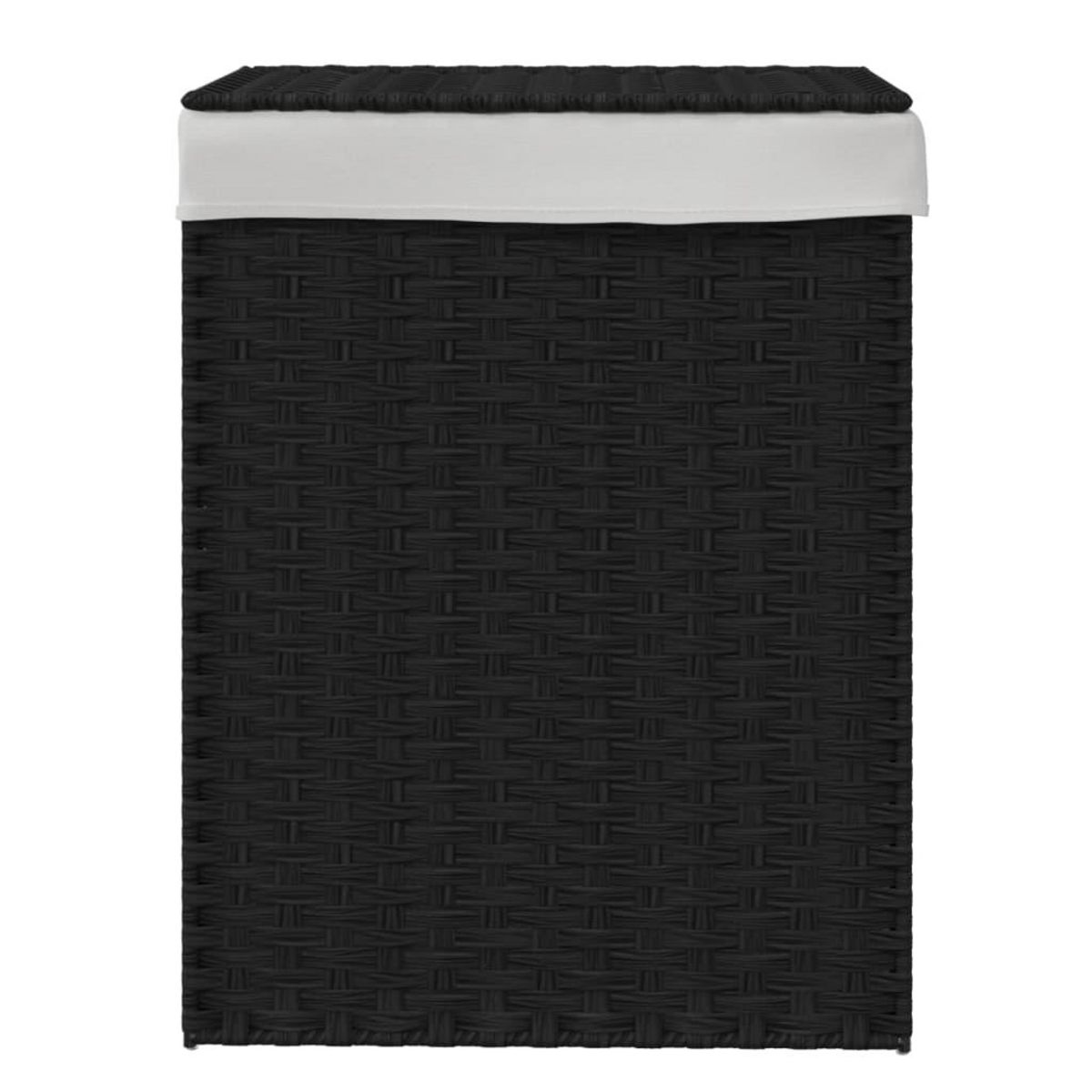 VIDAXL Panier a linge avec couvercle noir 46x33x60 cm resine tressee