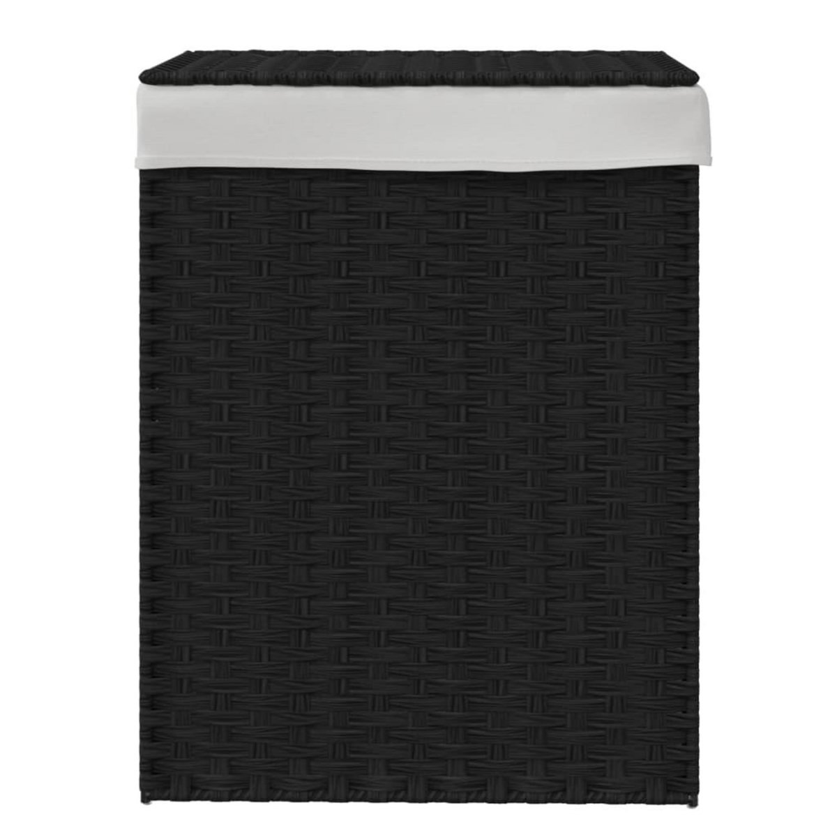 VIDAXL Panier a linge avec couvercle noir 46x33x60 cm resine tressee