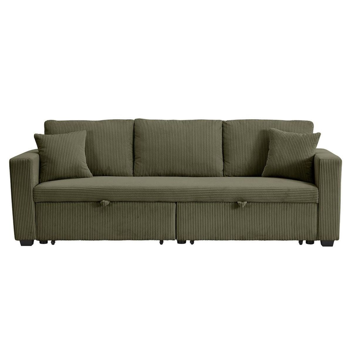 BEST MOBILIER Cyrus - canapé droit 3 places convertible en velours côtelé