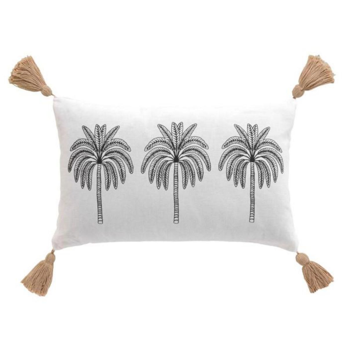 Paris Prix Coussin Déco à Pompons  Oasia  30x50cm Blanc