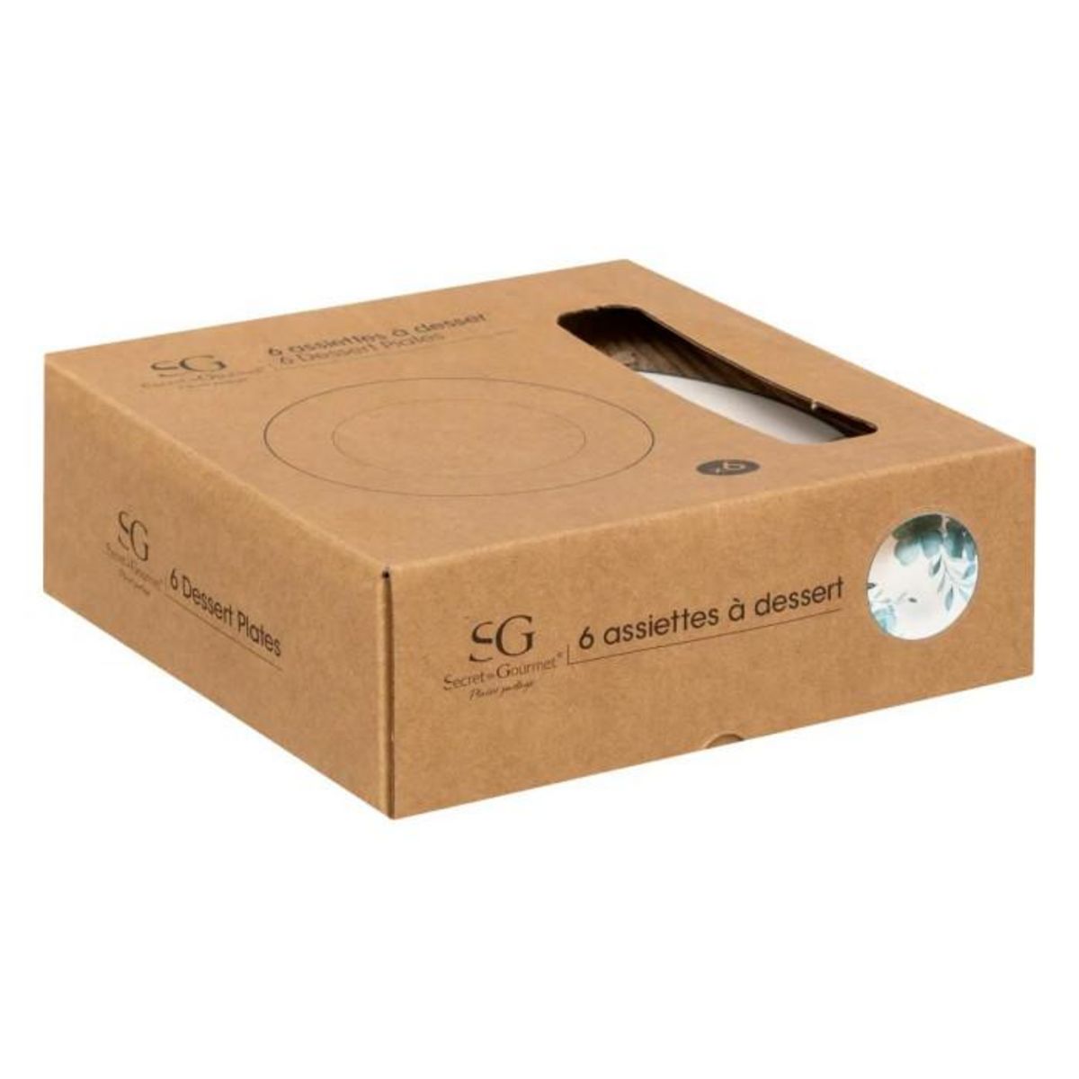 SECRET DE GOURMET Lot de 6 Assiettes à Dessert  Lily  19cm Blanc