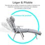 Voir la diapositive 4 : OUTSUNNY Bain de soleil pliable transat inclinable 7 positions chaise longue grand confort avec matelas + accoudoirs métal époxy textilène polyester gris