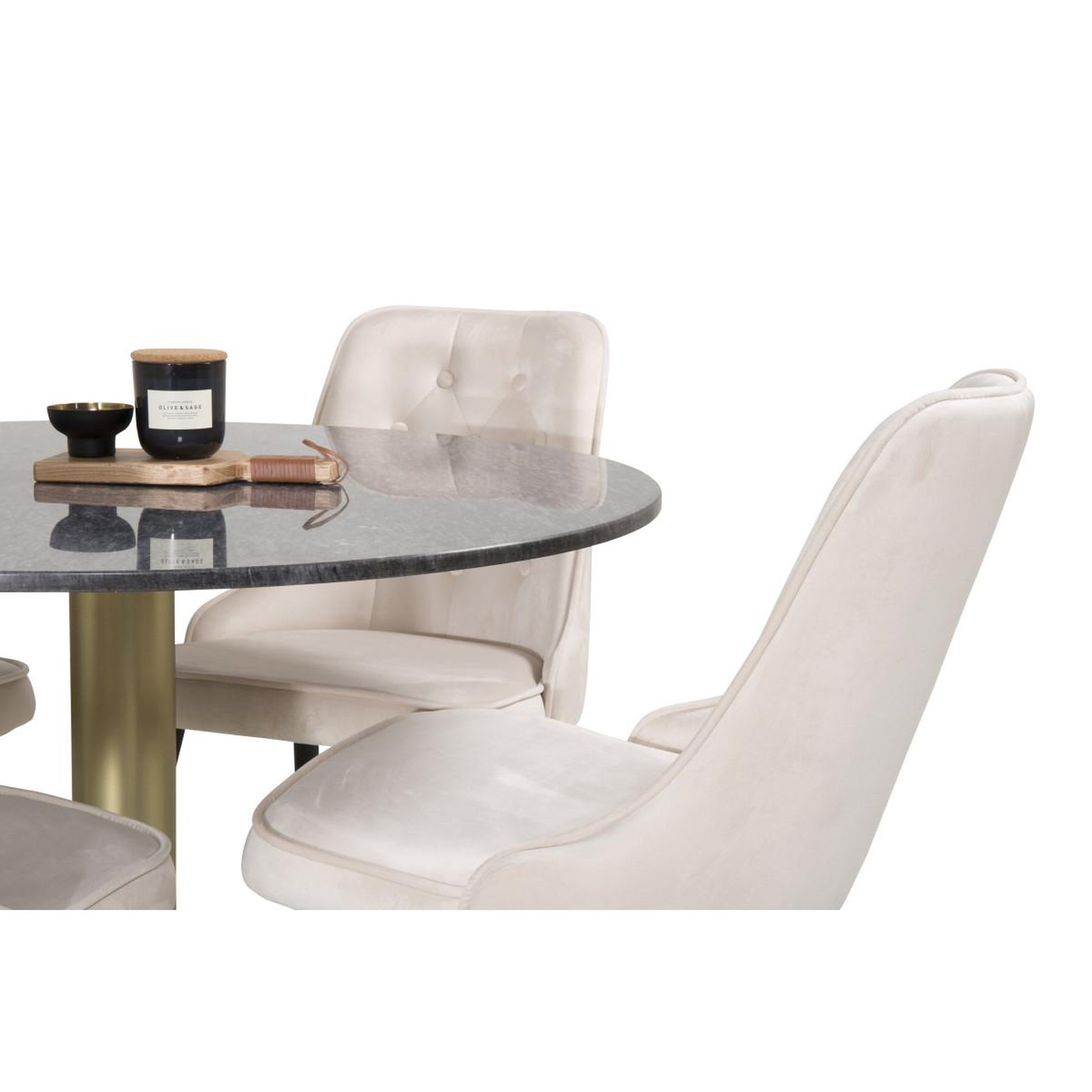Voir la diapositive 2 : Paris Prix Ensemble Table à Manger & 4 Chaises  Estelle II & Deluxe I  106cm Gris Foncé & Beige