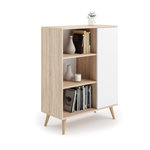 KOBI Bibliothèque Fondi en Bois Blanc avec Pieds Élégants