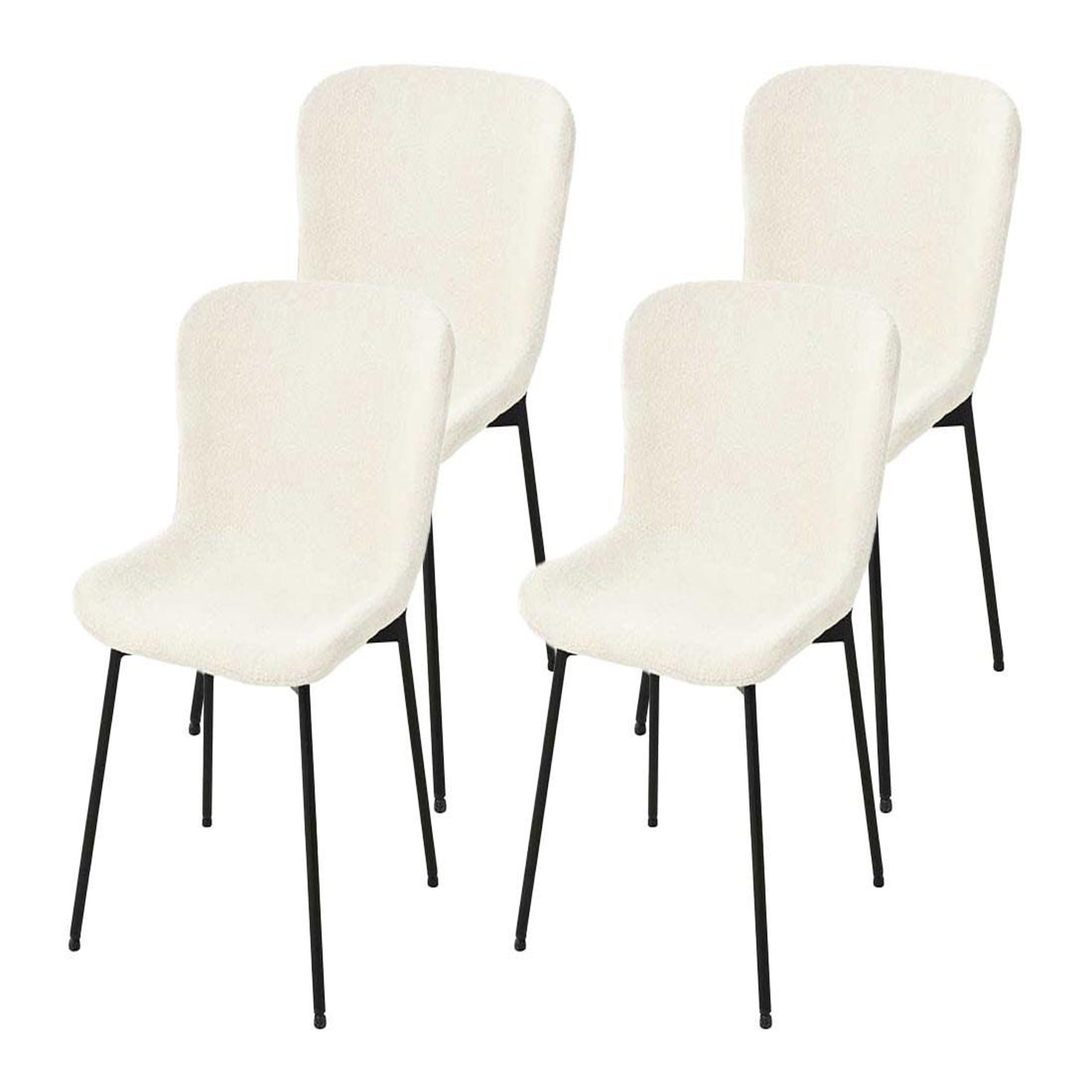 Voir la diapositive 1 : LISA DESIGN Castillo - lot de 4 chaises - beige - en tissu bouclette