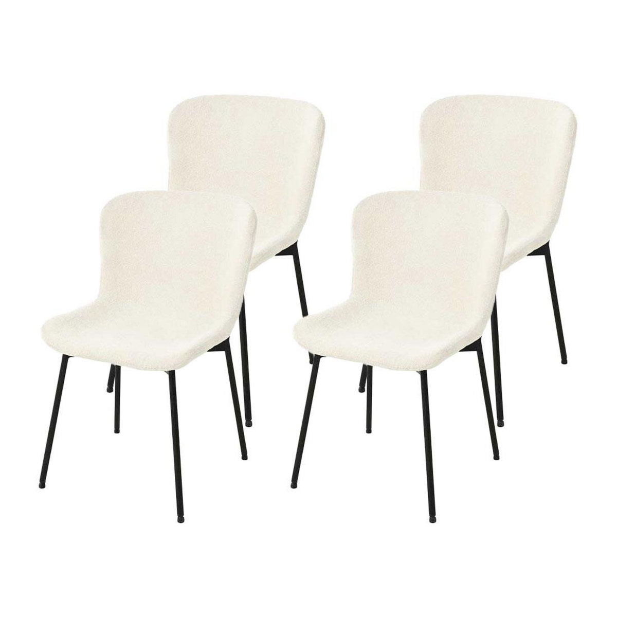 LISA DESIGN Castillo - lot de 4 chaises - beige - en tissu bouclette
