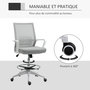 Voir la diapositive 6 : HOMCOM Fauteuil de bureau chaise de bureau assise haute réglable dim. 64L x 59l x 104-124H cm pivotant 360° maille respirante gris