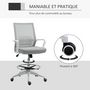Voir la diapositive 6 : HOMCOM Fauteuil de bureau chaise de bureau assise haute réglable dim. 64L x 59l x 104-124H cm pivotant 360° maille respirante gris