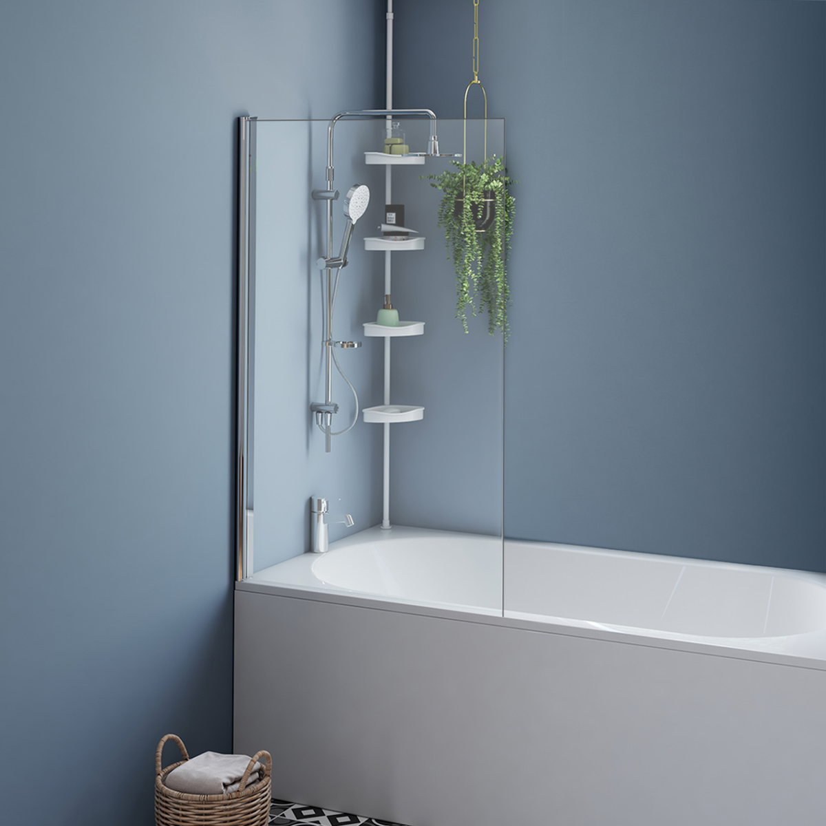 ID MARKET Pare baignoire 1 volet 70x120 cm avec profilé en aluminium argenté