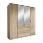 Voir la diapositive 1 : MARKET24 Armoire - Décor chene - 4 portes battantes + 4 tiroirs + miroirs - L180 x P58 x H199 cm