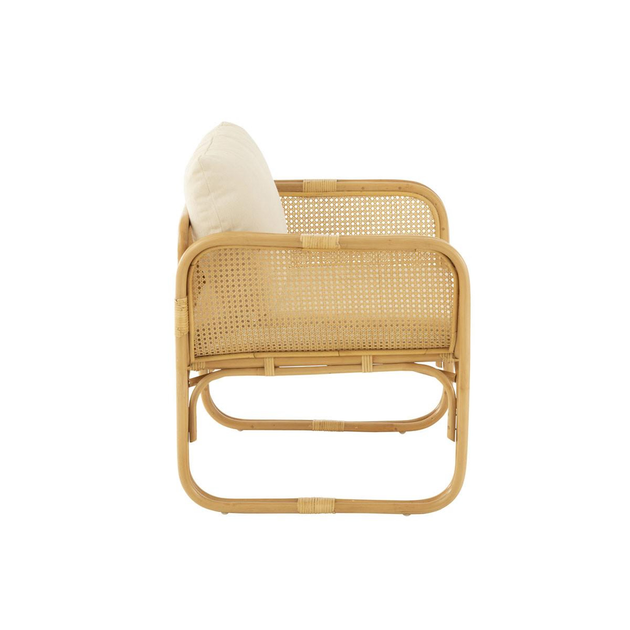 Voir la diapositive 3 : J-LINE Fauteuil en rotin & coussin  joey  67cm naturel