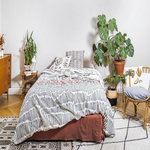 Home collection Parure housse de couette 100% coton 57fils-ethnic. Coloris disponibles : Blanc