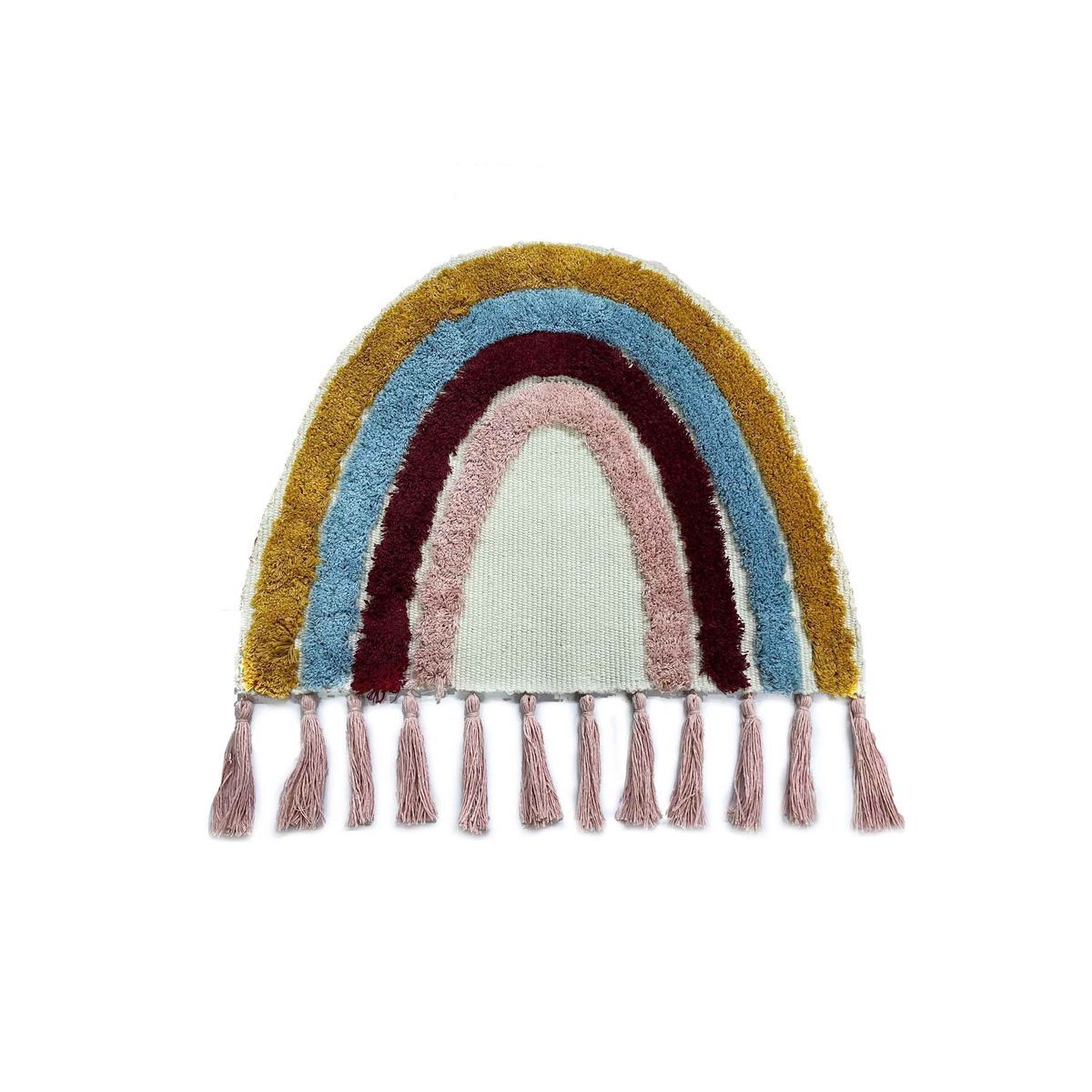ACTUEL Tapis déco enfant forme arc en ciel en polyester RAINBOW 50x 40cm 