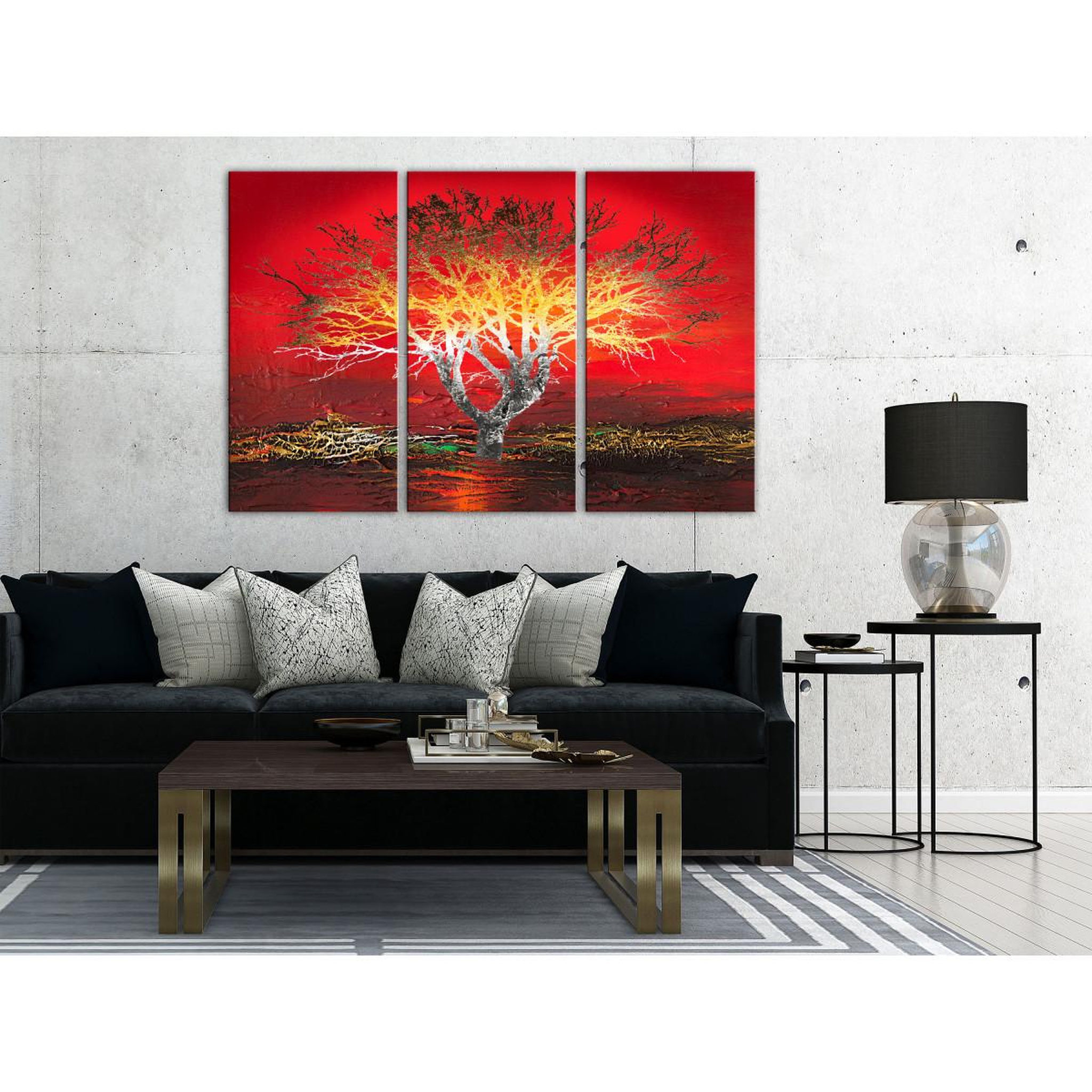 Voir la diapositive 2 : Paris Prix Tableau imprimé 3 panneaux  fiery sky