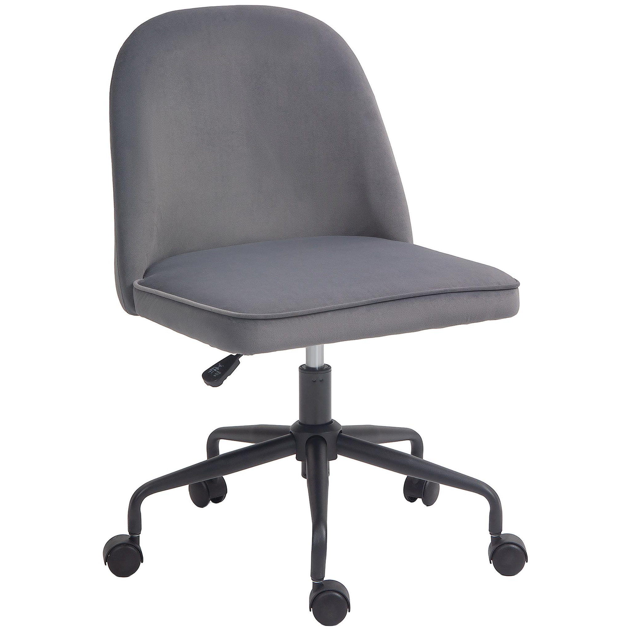 Voir la diapositive 1 : HOMCOM Chaise de bureau design réglable fonction bascule verrouillable aspect velours gris