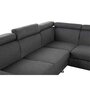 Canapé d'angle 4-5 places fixe avec LED - TOMY -Tissu gris chiné foncé - Angle droit